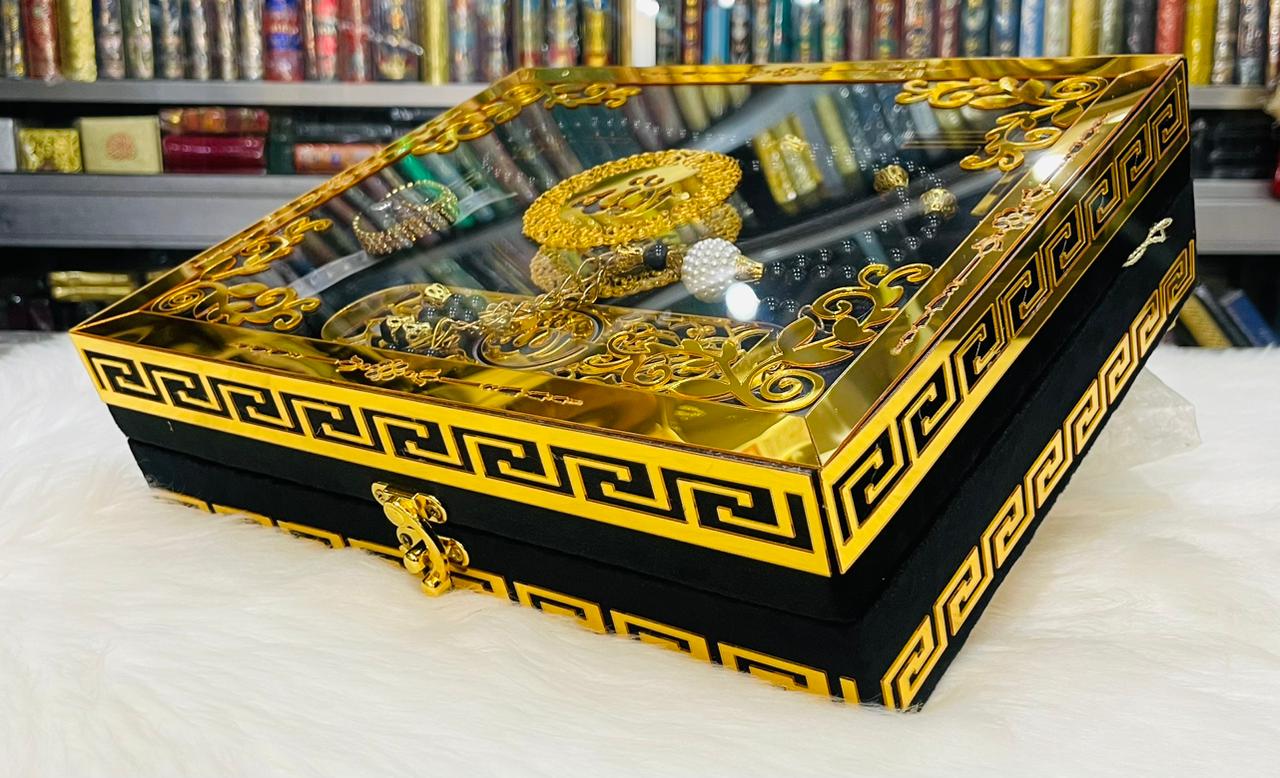 Black Acrylic Box Quran Pak with Rehal, Counter, and Tasbeeh