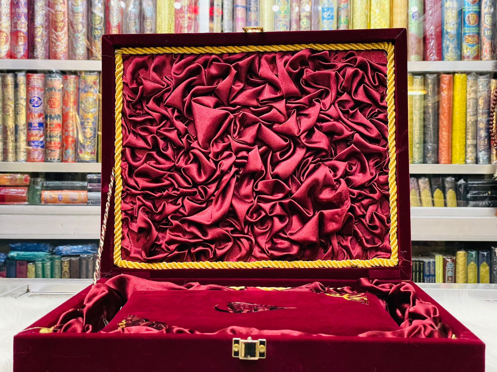 Maroon Bridal Quran Pak Set With a Pleasant Fragrance - Premium Edition