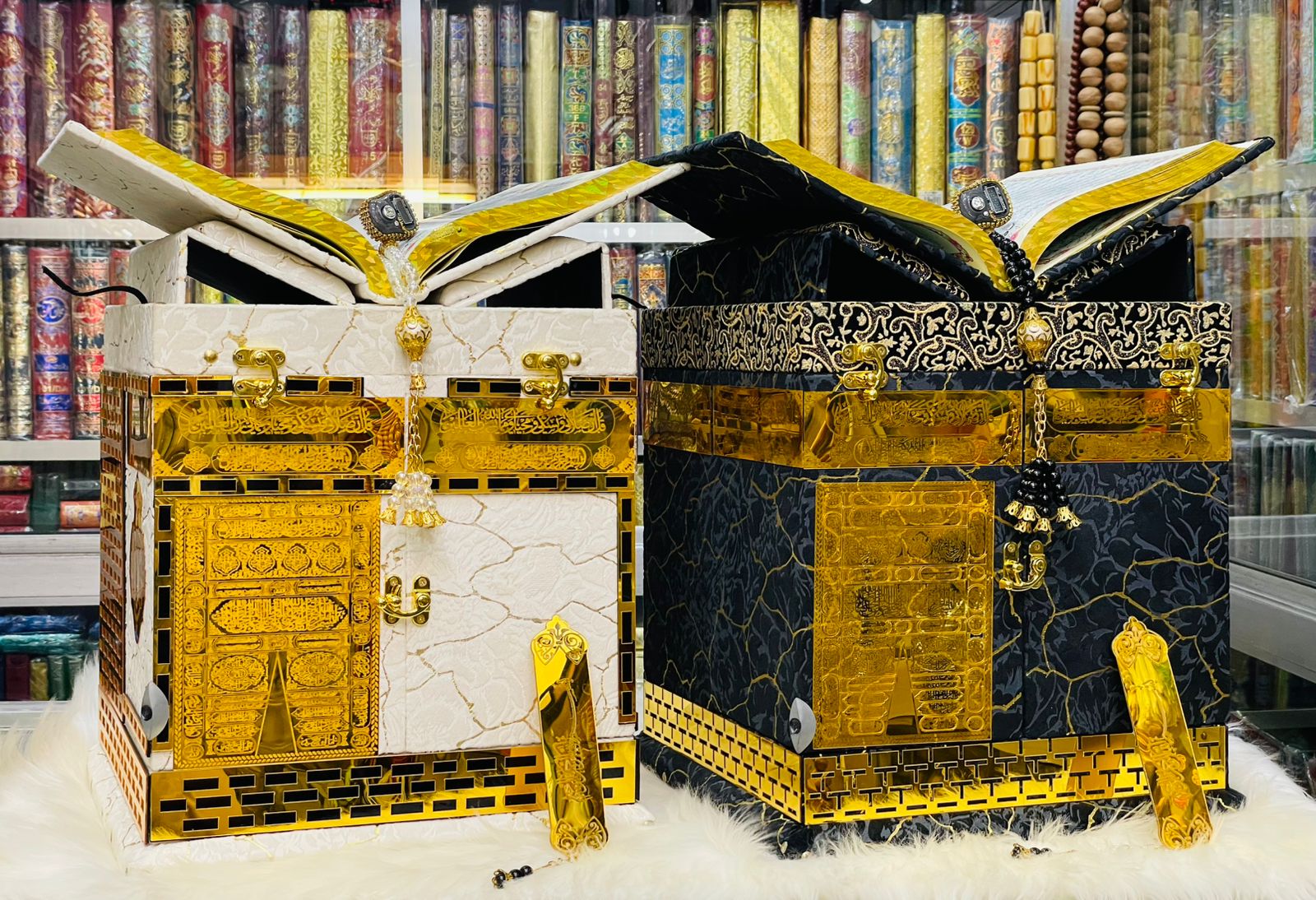 Golden and texture Black Khana Kaaba Fancy Quran Set