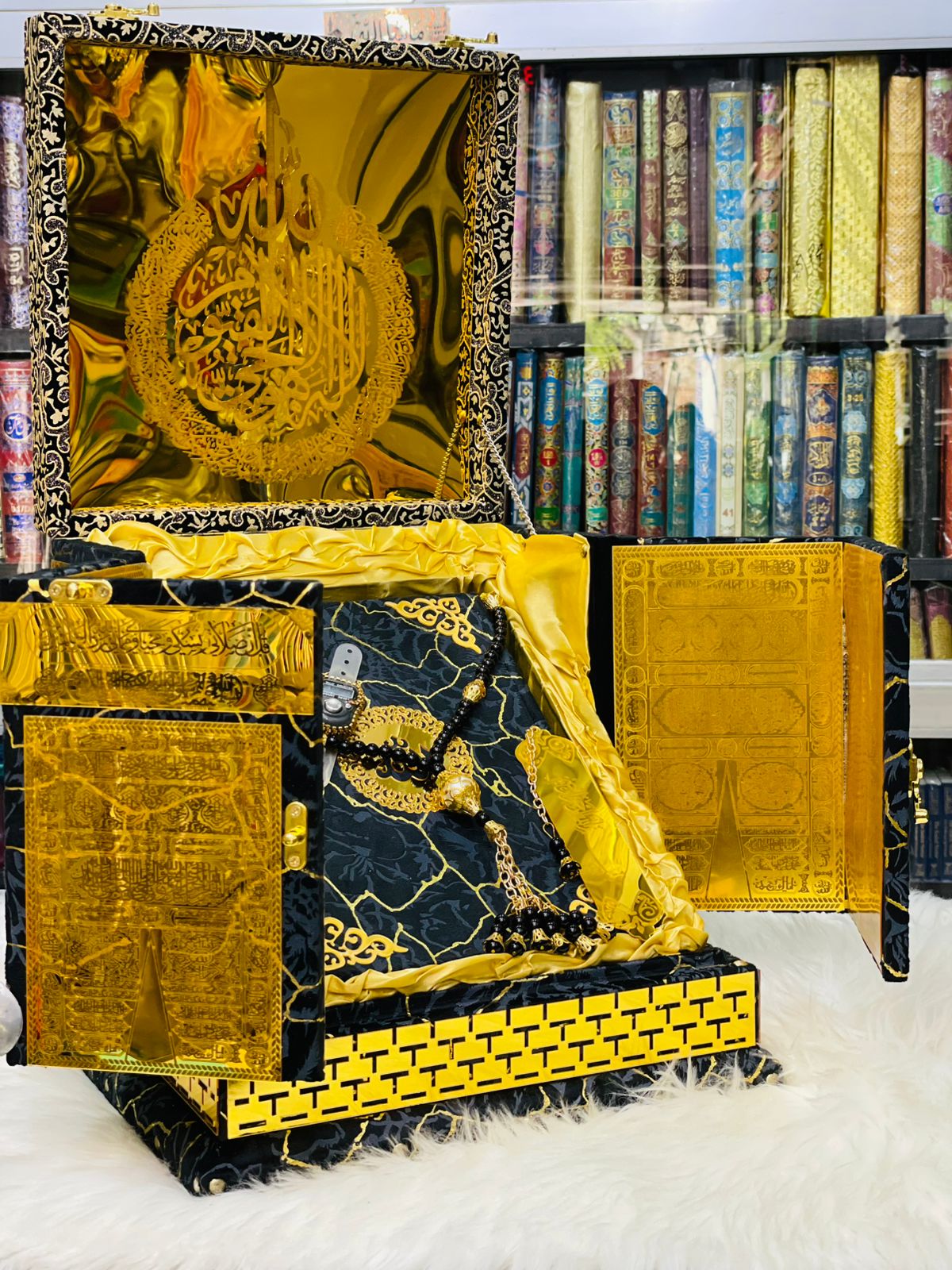 Golden and texture Black Khana Kaaba Fancy Quran Set